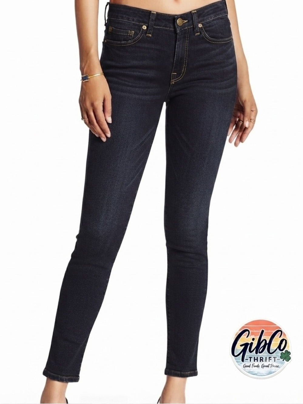 7 For All Mankind | Size 28 | Gwenevere Skinny Cropped Jeans | Dark Blue Wash